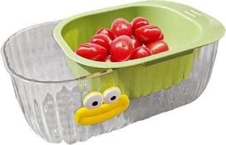 OEM Escurridor De Doble Capa - Cesta De Cocina - Para Lavar Frutas Y Verduras - Antideslizante - 17 X 8 X 10 Cm - Verde