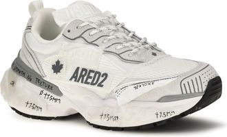 Dsquared2 Mens Faster Sneakers With Patches Bianco Sporco