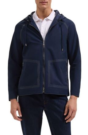 Bugatchi Hooded Jacket in Navy at Nordstrom, Size Xx-Large
