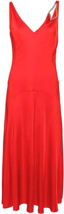 Lanvin Red Abito Midi A-Line Viscose Dress