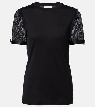 Nina Ricci Lace-trimmed cotton jersey T-shirt