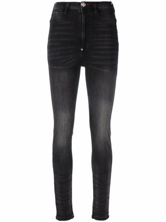 Philipp Plein Jeans skinny a vita alta Iconic - Grigio