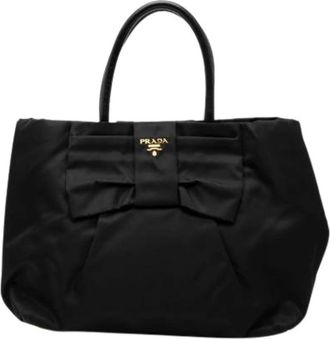 Prada Pre-owned Tote Bags, female, Black, Size: ONE SIZE Pre-owned Nylon Tote