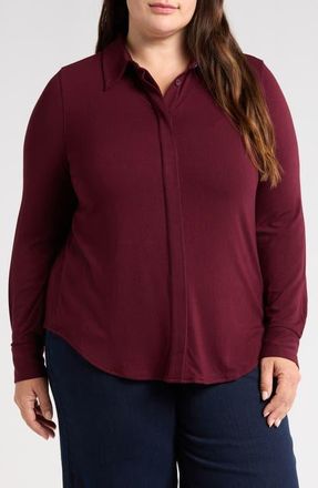 Universal Standard Elbe Button-Up Shirt in Black Cherry at Nordstrom, Size 3Xl