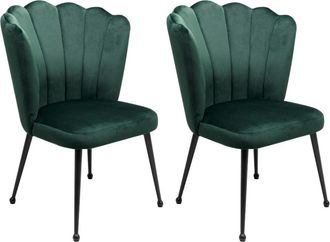 Calicosy Lote de 2 sillas de terciopelo verde oscuro con patas de metal L55cm