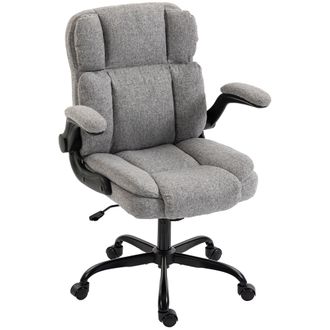 HOMCOM Homcom Sedia Ufficio In Tessuto Effetto Lino Con Altezza Regolabile, Grigio