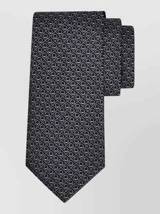 Ferragamo biella gancini jacquard silk tie pointed tip