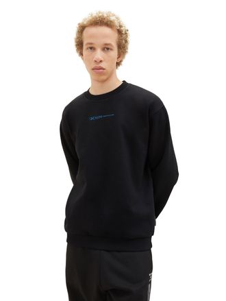Tom Tailor Denim Sweatshirt TOM TAILOR DENIM, Herren, Gr. S, schwarz, Sweatware, Obermaterial: 60% Baumwolle, 40% Polyester, Rundhals, Sweatshirts Sweatshirt, mit Logo