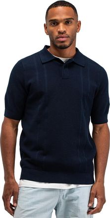 Butcher of Blue Poloshirt Butcher of Blue donkerblauw korte mouw structuur