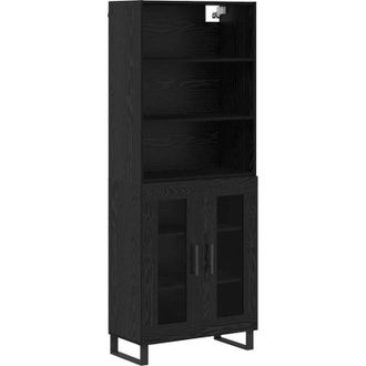 vidaXL Aparador Alto Roble Negro 69,5 X 34 X 180 Cm Vidaxl