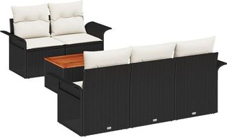 vidaXL Garden Sofa Set 6 pcs Black Poly rattan vidaXL