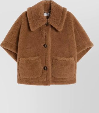 Max Mara alpaca wool silk boxy cape jacket