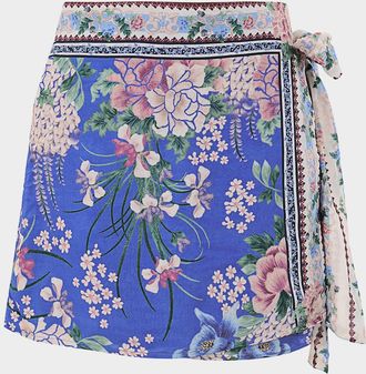 Agua Bendita Ziara Ivy Floral Wrap Mini Skirt