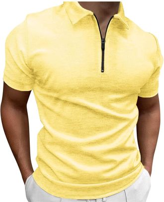 Generic Mens Polo Shirts Short Sleeve, Zip Up Polo Shirts Mens Summer Button Plaid Short Sleeve Tops Lightweight T Shirt Smart Casual Mens Golf Polo Shirts 1/