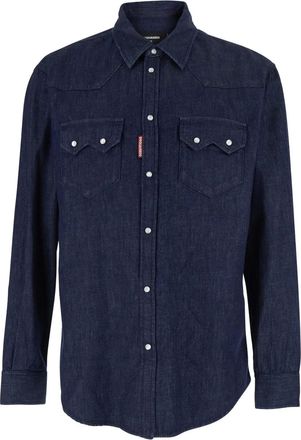 Dsquared2 Camicia denim con applicazione - Blu