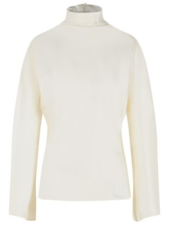 R&oacute;he Cremefarbene Bluse aus Acetatmischung