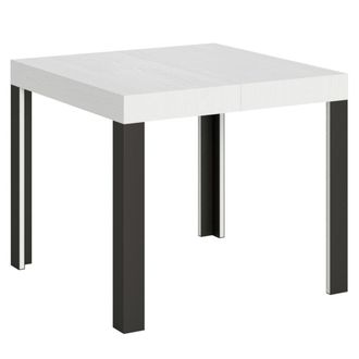 Itamoby Mesa extensible 90x90/246 cm efecto madera fresno blanco, hierro