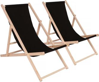 Habitat et Jardin Juego De 2 Tumbonas De Madera chilienne - Negro