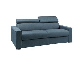 Vente-Unique Sof&aacute; cama de 4 plazas de tela de apertura r&aacute;pida VIZIR - Azul - Somier de l&aacute;minas de 160 cm - Colch&oacute;n de 22 cm con memoria de forma