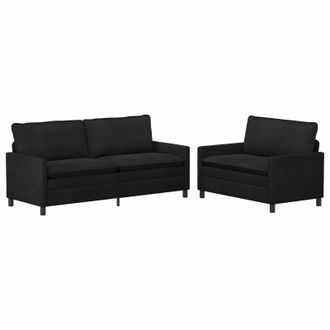 vidaXL Juego De Sof&aacute; 2 Uds. Negro Terciopelo Vidaxl