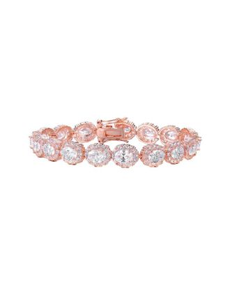 Genevive 18K Rose Gold Plated Cz Tennis Bracelet