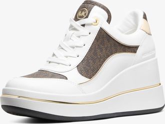 Michael Kors Emmy Signature Logo and Leather Wedge Trainer