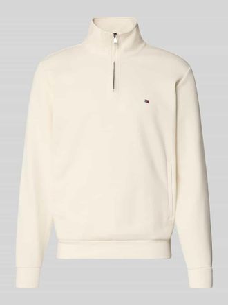 Tommy Hilfiger Regular Fit Troyer aus Baumwoll-Mix in Offwhite, Größe XXL