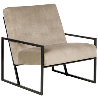 Beliani Sill&oacute;n Moderno Glamour Decorativo Estructura De Metal Negro Tapicer&iacute;a De Terciopelo Gris Pardo Delary