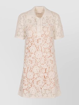 Parosh scalloped hem lace overlay floral mini dress