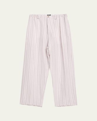 Willy Chavarria Mens Toluca Striped Oversized Linen-Blend Pants