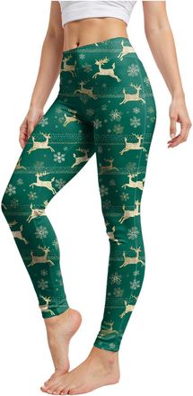 Generic Women Christmas Leggings High Waisted Xmas Print with Festive Snowflakes Reindeer Santa Design for Yoga Running Gym Workout Stretchy Tights 2025 Holid