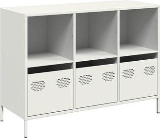 vidaXL Vidaxl - Aparador de acero laminado en frío blanco 101,5x39x73,5 cm