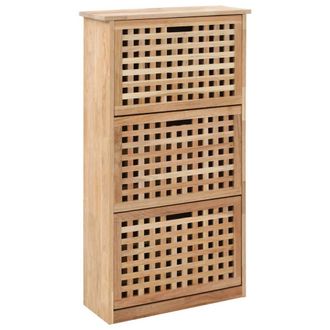 Berkfield Home Shoe Storage Cabinet 55x20x104 cm Solid Walnut Wood in Brown | Size: 55 x 20 x 104 cm