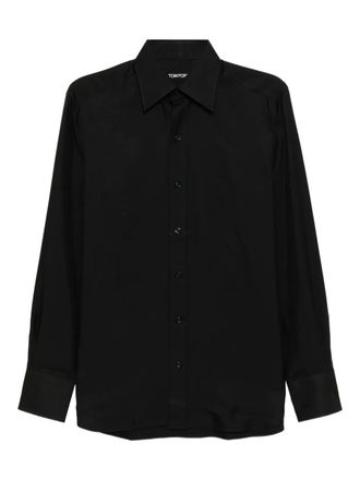 Tom Ford washed twill shirt - men - Cupro/Silk - 43 - Black