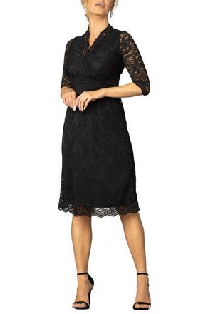 Kiyonna Scalloped Boudoir Lace Cocktail Dress in Onyx at Nordstrom, Size X-Small