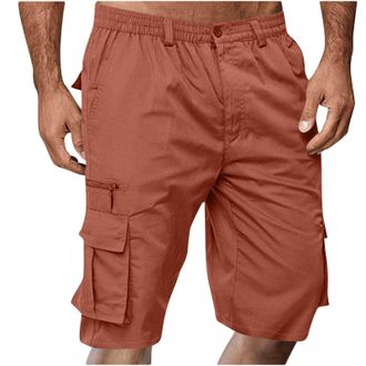 Generic Cargo Shorts for Men UK Summer Elastic Waist Bermuda Hiking Work Mens Shorts with Zip Pockets Casual Knee Length Bermuda Outdoor Lightweight Jogger Gy