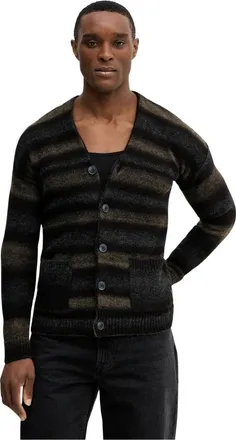 Benetton Gestreepte Knopenvest - Heren - Truien - Veelkleurig - Maat: 2XL Wol
