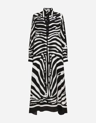 Dolce & Gabbana Zebra-print Crepe De Chine Caftan - Woman Dresses Multicolor 40