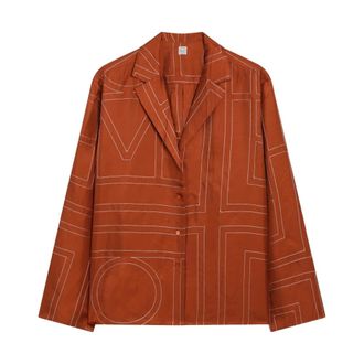 Toteme Monogram Silk PJ Top - female - Tot&ecirc;Me - Shirts - Orange - XS - Blouses & Shirts