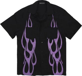 Vision Of Super Flames All Over Short Sleeve Shirt - Heren - Korte mouwen Overhemden - Zwart - XS - Overhemden