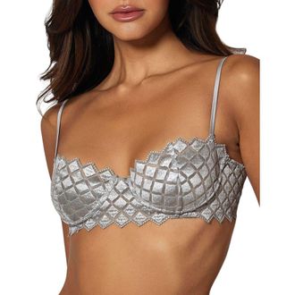 Kiki De Montparnasse Lamine Embroidery Balconette Bra in Sterling at Nordstrom, Size 32Dd