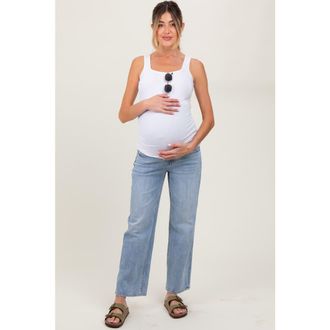 Pinkblush Straight Leg Ankle Maternity Jeans in Blue at Nordstrom, Size 32 29