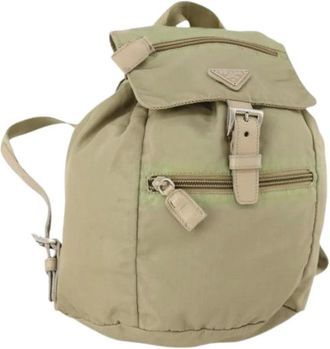 Prada Pre-owned Backpacks, female, Beige, Size: ONE SIZE Pre-owned Vintage Nylon Backpack
