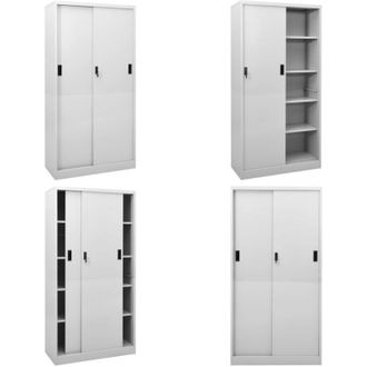 vidaXL Armadio con Anta Scorrevole Grigio Chiaro 90x40x180 cm Acciaio - Armadio - Armadio con anta scorrevole