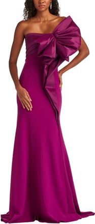 Tadashi Shoji Strapless Bow Taffeta Gown in Magenta at Nordstrom, Size 14