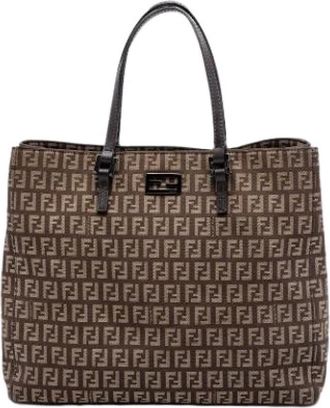 Fendi Pre-owned Canvas Tote Bag - Dames - Vintage Shopper - Bruin - ONE Size - Leer - Vintage
