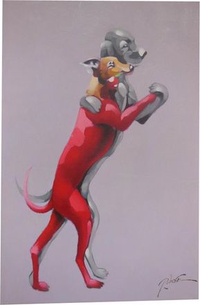 Biscottini International Cuadro &Oacute;leo Sobre La Tela Pintado A La Mano Cani