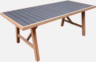 Sweeek Mesa De Jard&iacute;n De Madera De Acacia Y Aluminio, 8 Plazas
