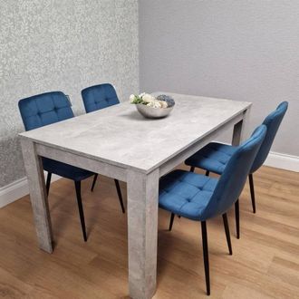 Kosy Koala Modern Grey Dining Table Set with 4 Velvet Chairs Dining Furniture in Blue