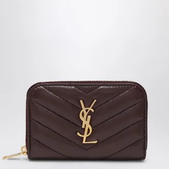 Saint Laurent Cassandre leather wallet in Cabernet Red